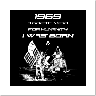 1969 I was Born & Man Walked on the Moon Shirt 50th Birthday Posters and Art